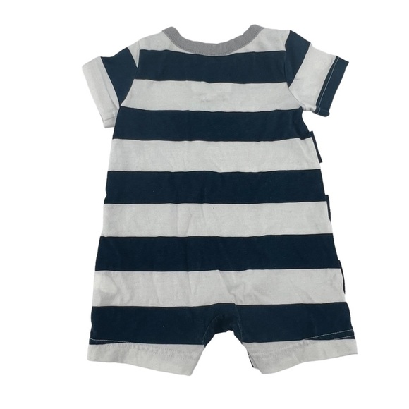 Wonder Nation Blue White Striped Shortall Onesie Size 3-6 Months - Picture 3 of 4